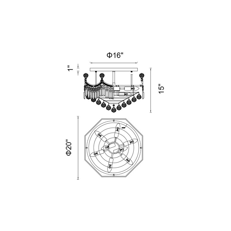 Basile Crystal Semi Flush Mount