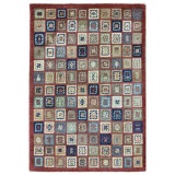Hand-Knotted High-Quality Blue, Brown, and Cream Area Rug
