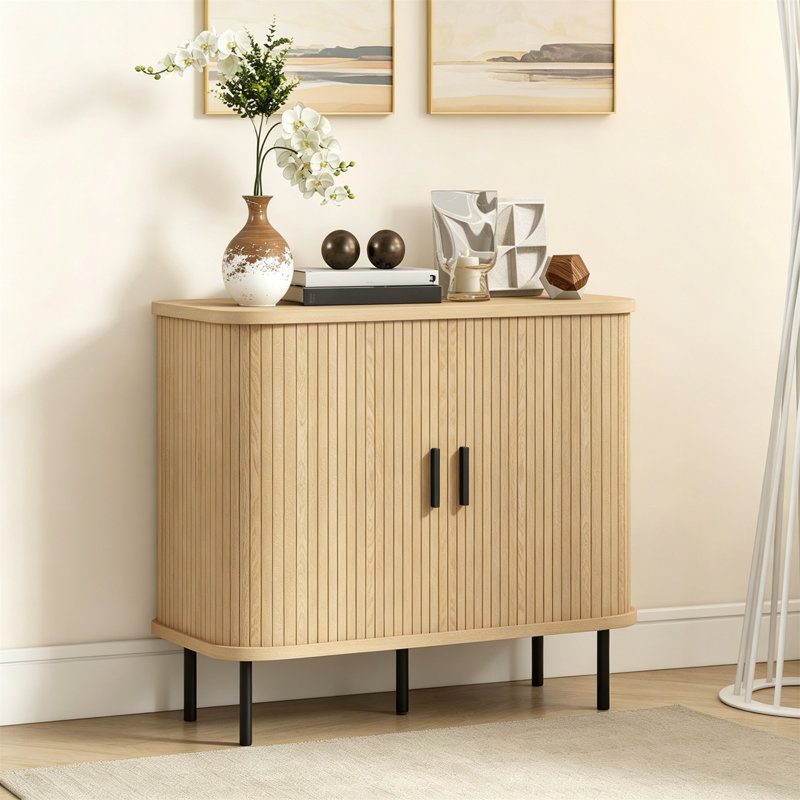 Metal Rectangle Accent Cabinet, 75cm H x 90cm W x 40cm D, Natural