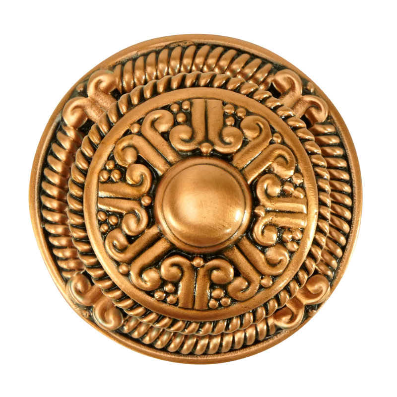 AMERICANA KNOB W/ MATCHING BACK PLATE , Burnished Copper