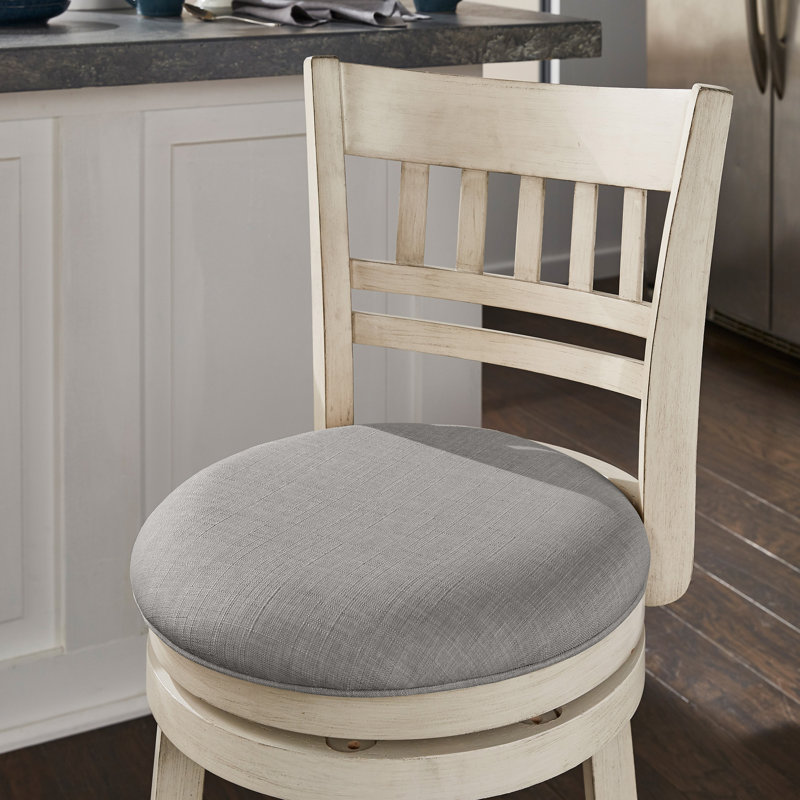 Tabouret de bar et de comptoir pivotant Amerah, Antique White, Lin gris, Tabouret de comptoir (hauteur du siège de 24,37 p