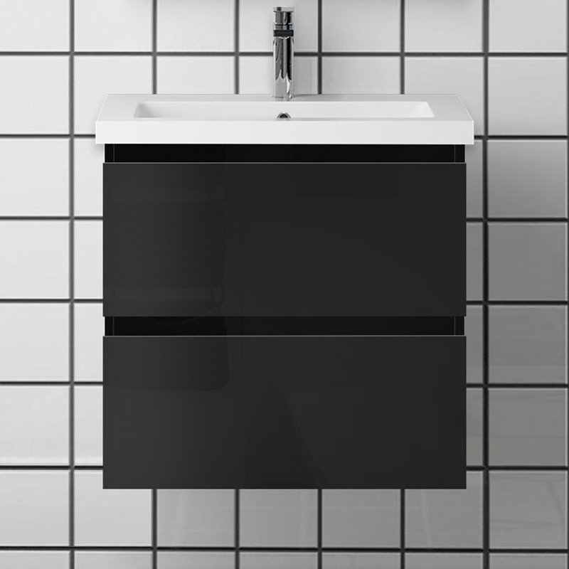 Borut 500mm Single Bathroom Vanity with Drop In Ceramic Basin, High Gloss Grey