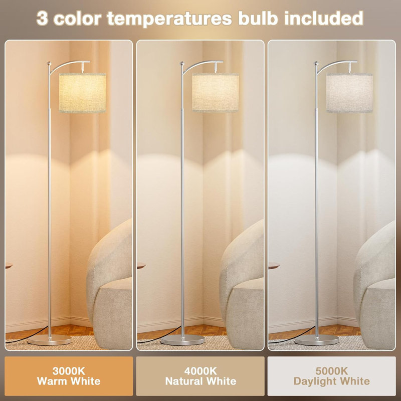 Lampe sur pied réglable avec 3 températures de couleur, abat-jour rotatif et interrupteur à pédale pour le salon, la chambre à coucher, le bureau ou la salle de classe