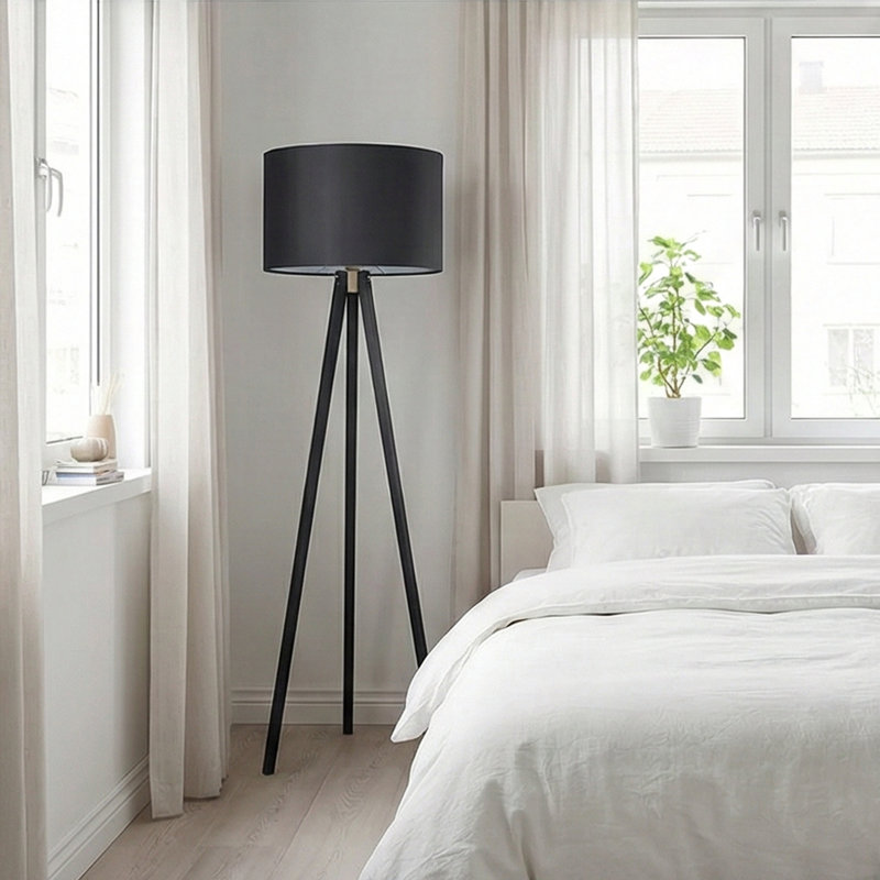 Lampe trépied 57 po Kisa, Noir, Noir
