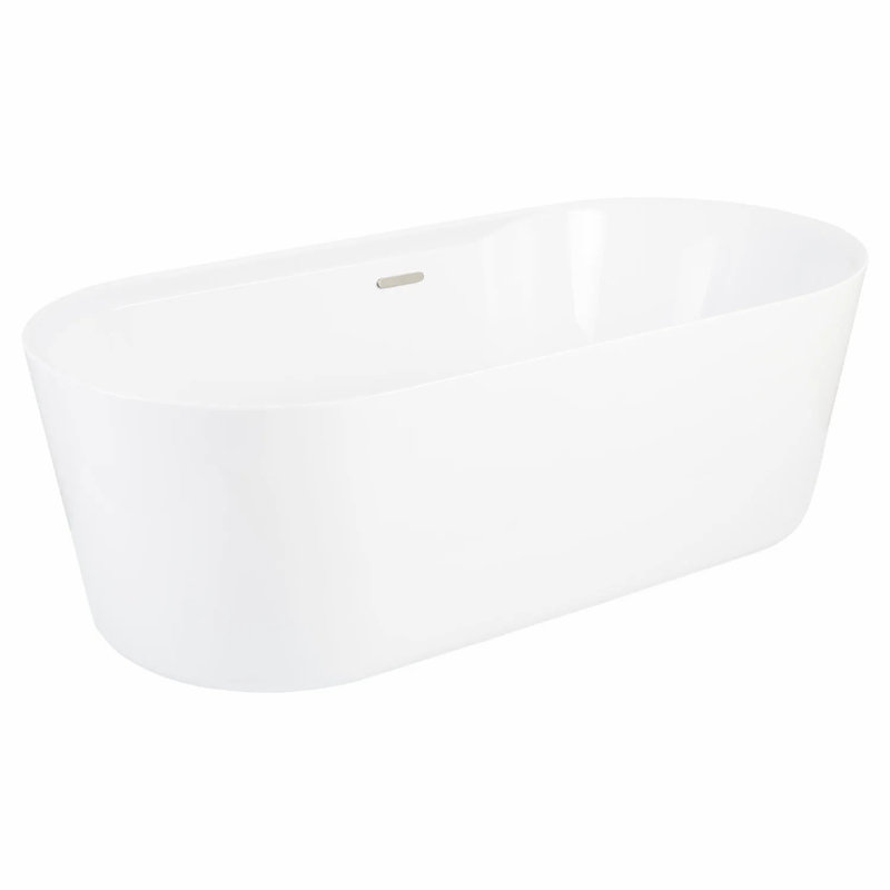 70" Ashington Acrylic Freestanding Soaking Bathtub, Brushed Nickel