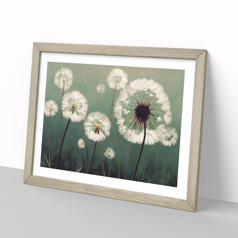 Entrancing Dandelion Flowers - Framed Print, 34cm H x 46cm W x 2cm D, Oak