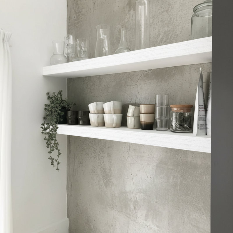 Large White Wall-Mounted Shelving Unit (2-Piece Set), Suitable For Bathrooms, Kitchens, Living Rooms, And Bedrooms, With A Farmhouse Style, Combining Display And Storage Functions.