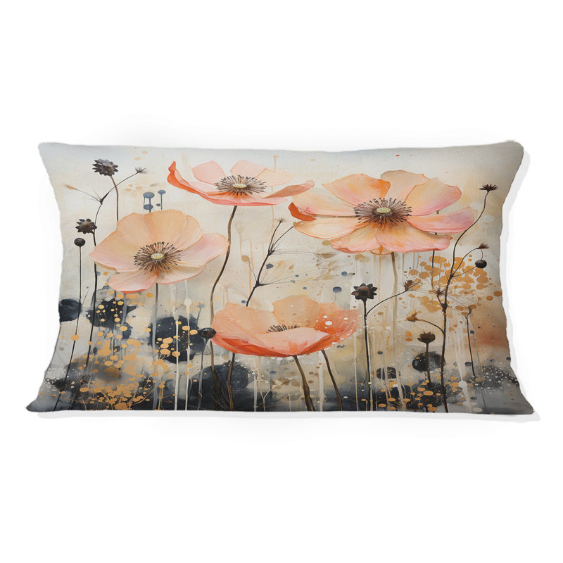 Coussin Peach Blossoming Abstractions I - Abstract Botanicals
