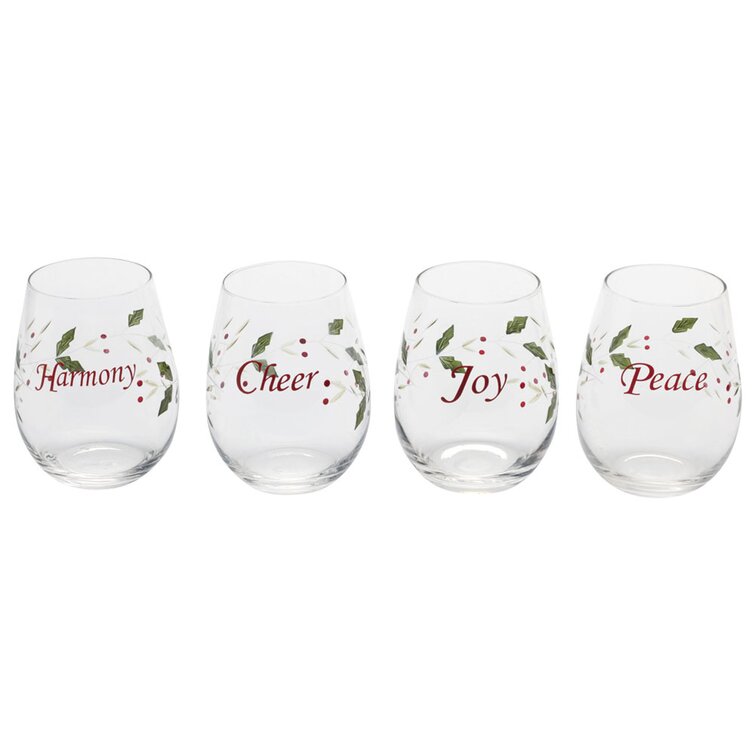 Pfaltzgraff Winterberry Sentiment Wine Glasses - Set of 4