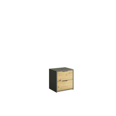 Rimini 23 Bedside Table 44cm (Set of Two) Graphite - Compact Twin Storage for Modern Bedrooms
