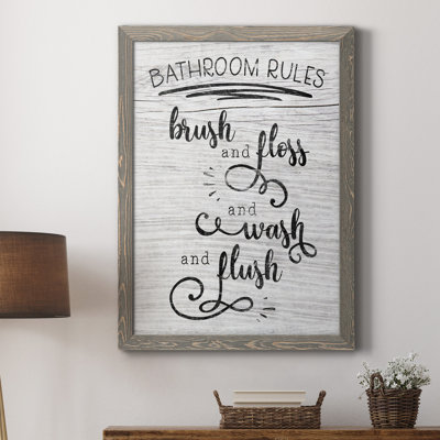 "Bathroom Rules" - Art textuel sur toile
