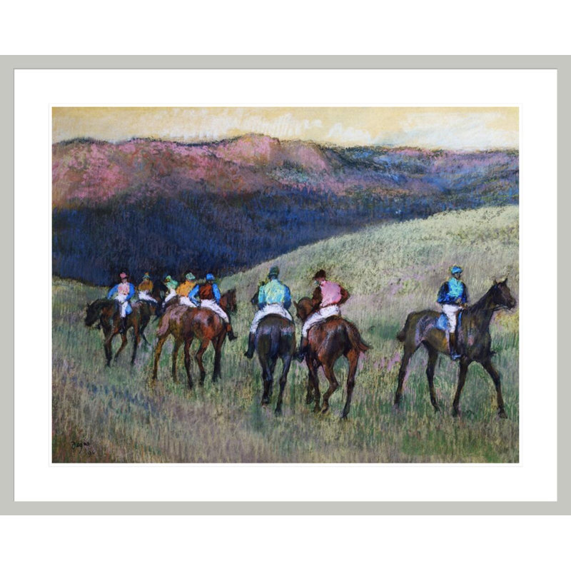 Chevaux de course dans un paysage par Edgar Degas, impression giclée encadrée, H 33,46 po x l 41,5 po