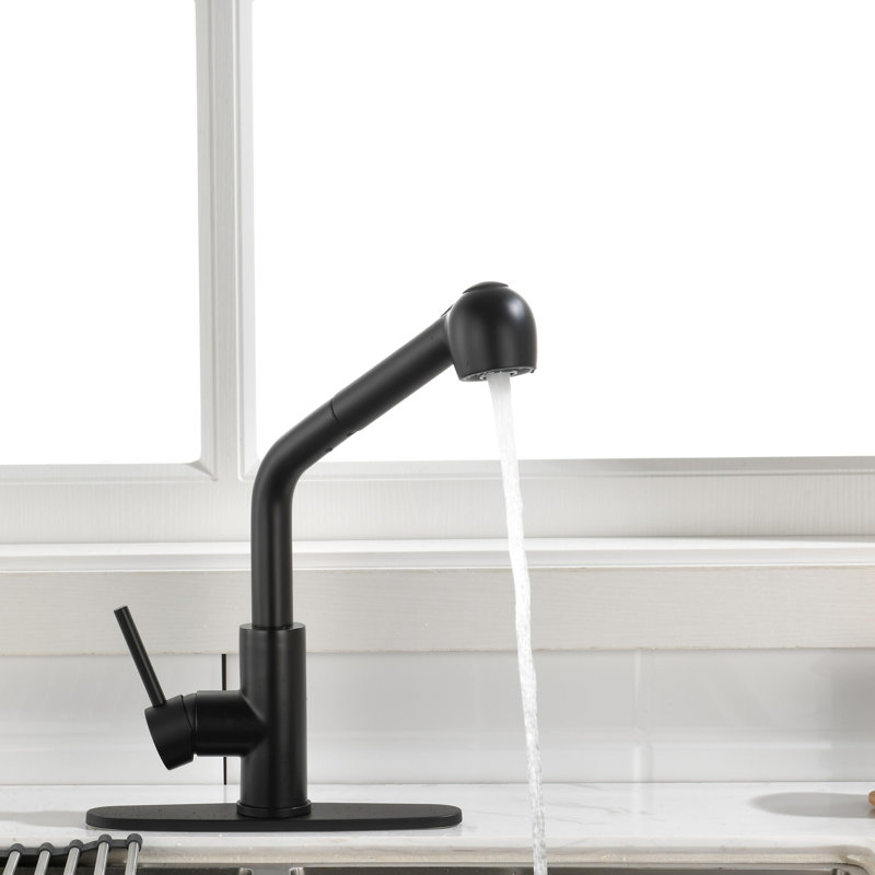 KISRAIS Pull Out Kitchen Faucet, Matte Black