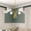 Mikaylynn 6-Light Dimmable Modern Chandelier with White Half-Moon Shades