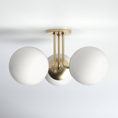 Luna 3 Light Glass Semi Flush Mount