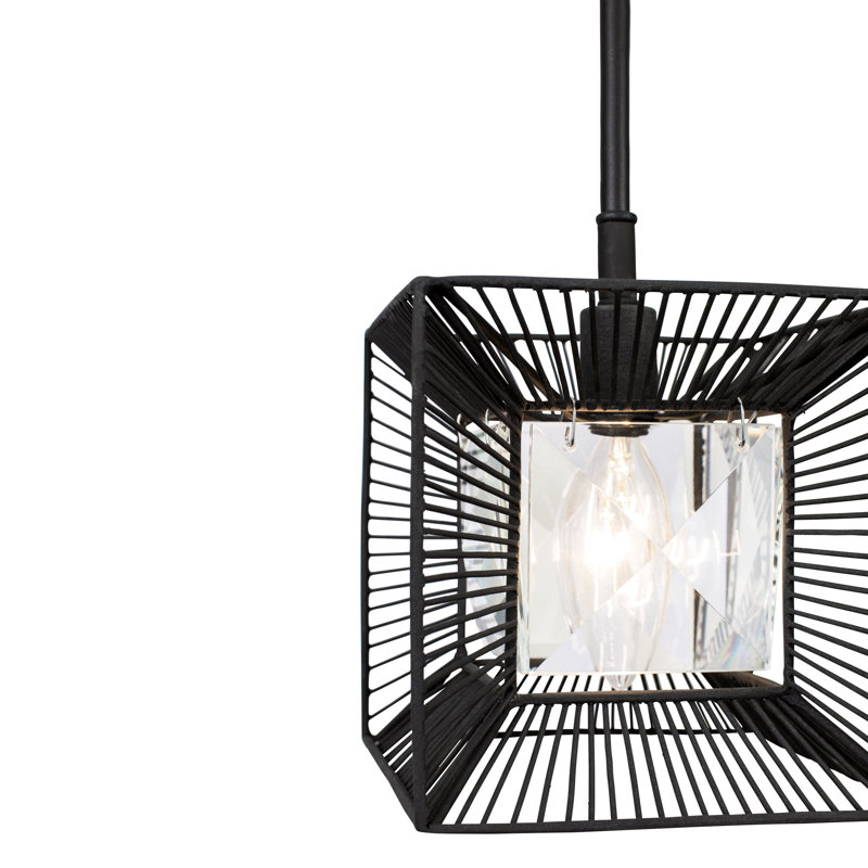 Arcade Mini Pendant Light with Faceted Crystal in Carbon Black