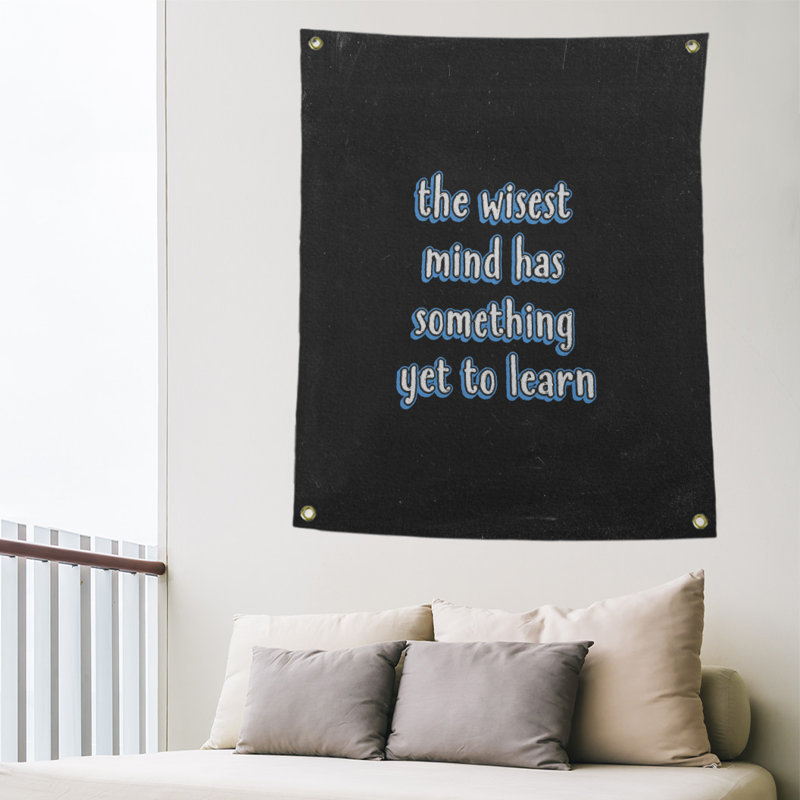 Tapisserie tableau noir en polyester quoted learning, H 80 po x l 59 po, Bleu