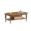 53.15"French solid wood glass woven tea table in oval shape