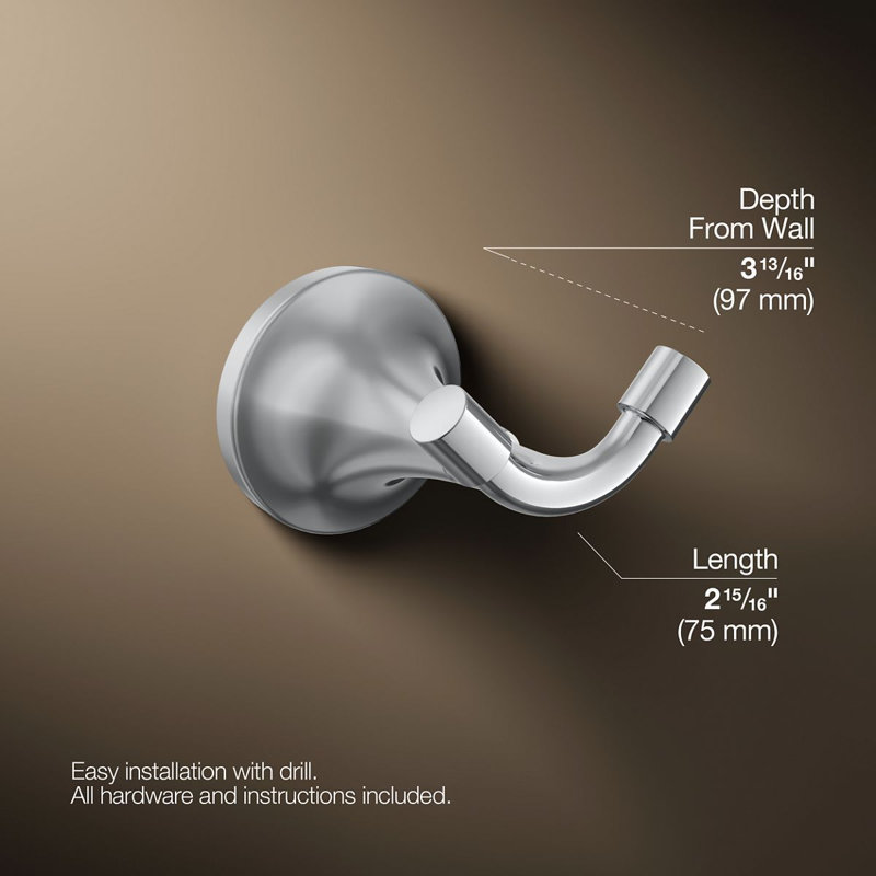 Tone Wall Mounted Robe Hook, Polished Chrome