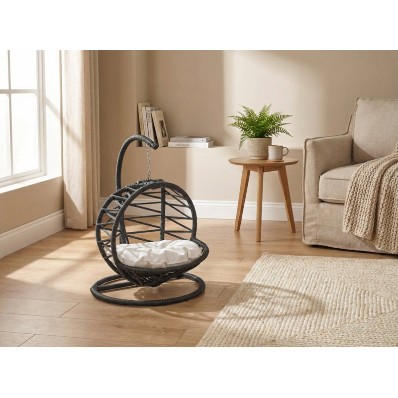 Hazel Modern Hanging Cat Bed With Cushion, Black