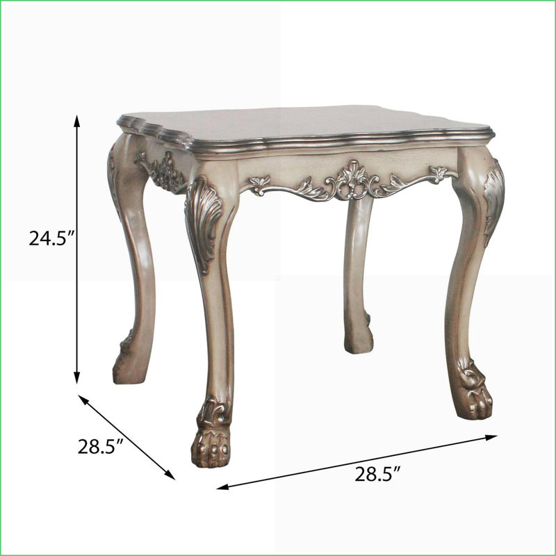 Table basse vintage en bois blanc os avec pattes - Compléments de décor classique