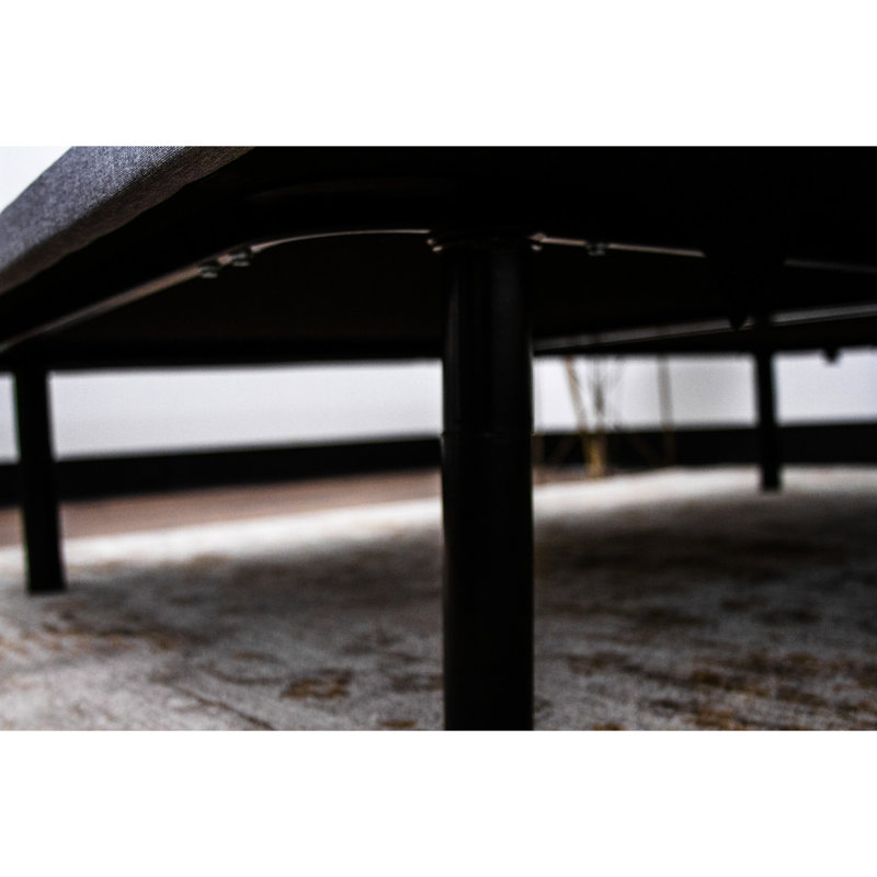 Queen Upholstered Mattress Platform - Black + Gray, Adjustable 6, 1000 Lbs Support, Plywood Base And, Queen