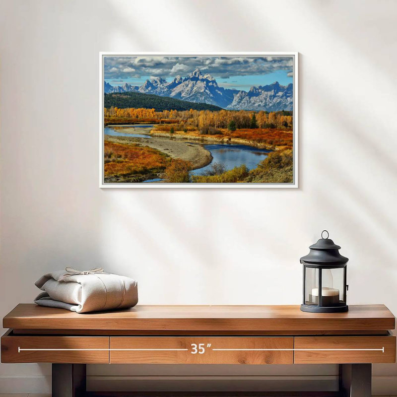 Rivière Teton Mountains, Cadre flottant blanc, 19 po x 13 po