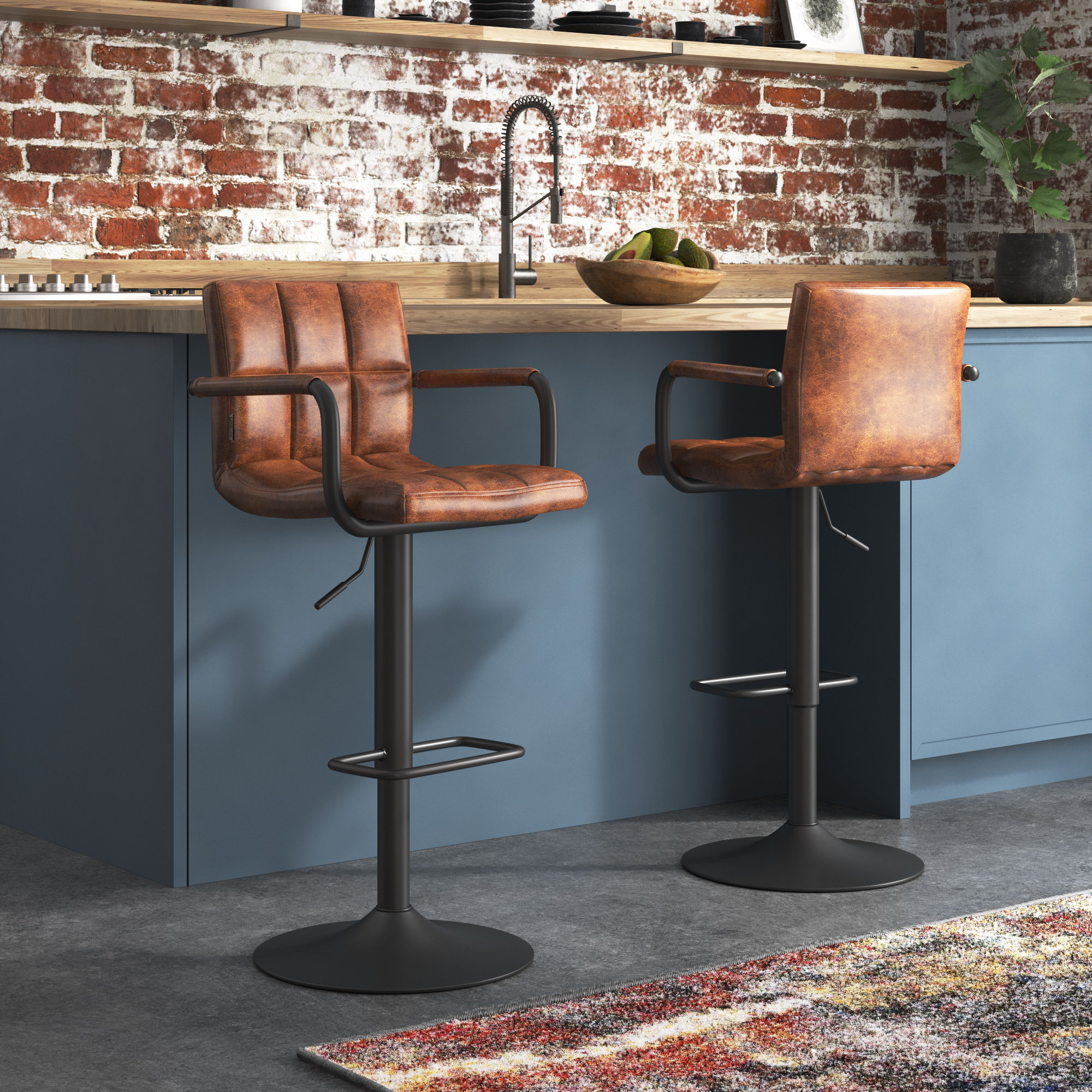 Industrial style swivel 2024 bar stools