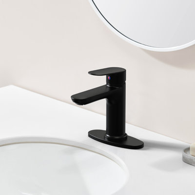 Matte Black Bathroom Faucet With Deck - 1 Hole Mount, Scratches, Corrosion , Water Saving Aerator Efficiency