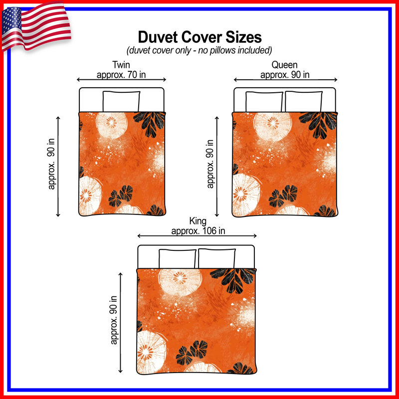 Housses de couette orange et noires, Grand lit