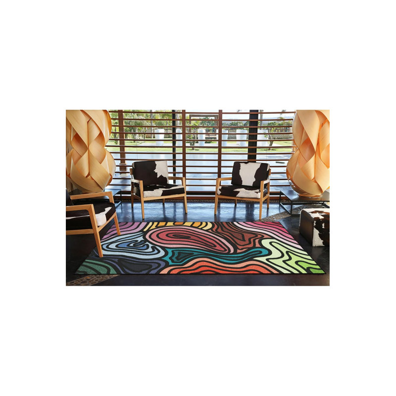 Tapis multicolore à motif décoratif multicolore, Sous-tapis carré 3 pi 3 po inclus