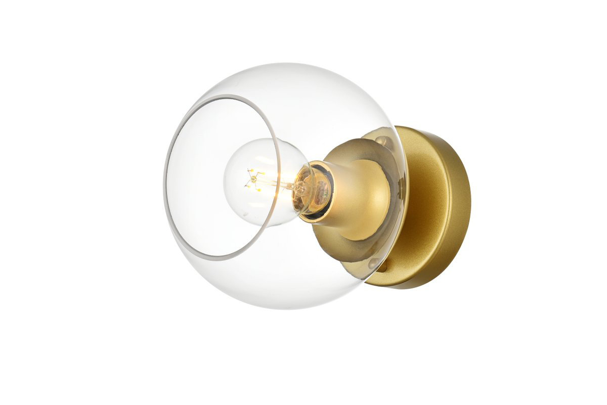 Nathalie 2 Light Glass Dimmable Armed Sconce, Brass, 7" H x 7" W x 7" D, 1 Light