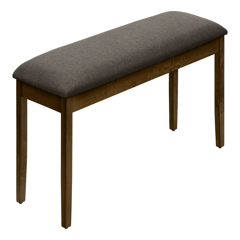 Banc, 44 po rectangulaire, rembourré, bois, salle à manger, cuisine, vestibule, bois massif brun, tissu brun