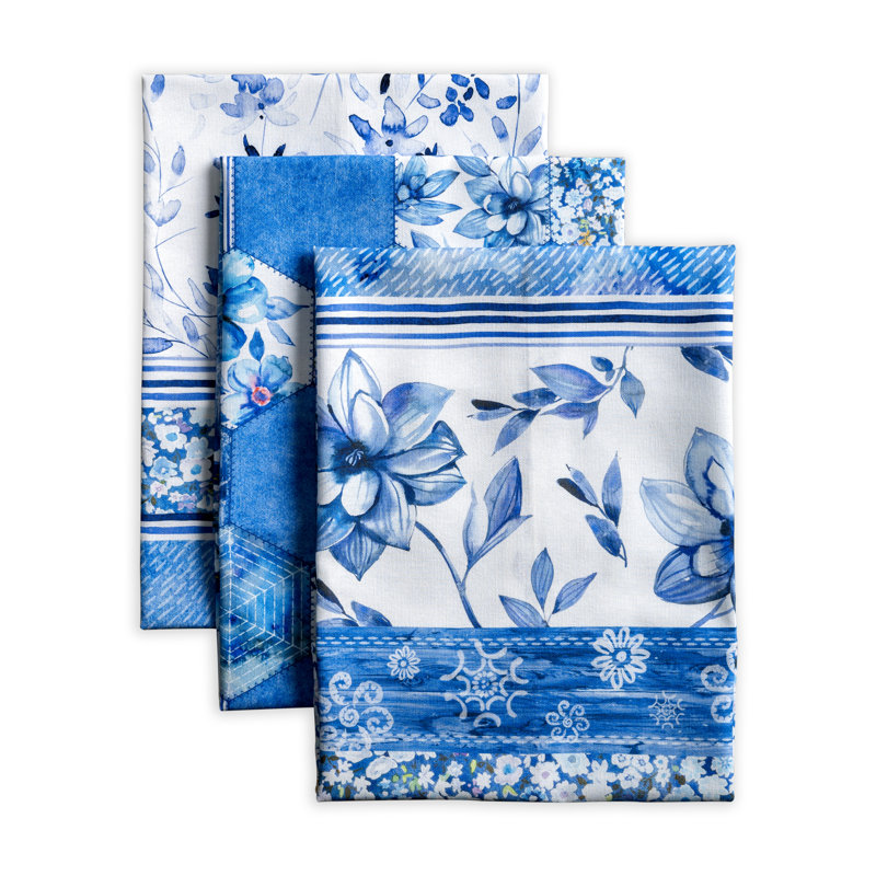 Summer Blues Cotton Floral Jacquard Tea Towel Kitchen Towel