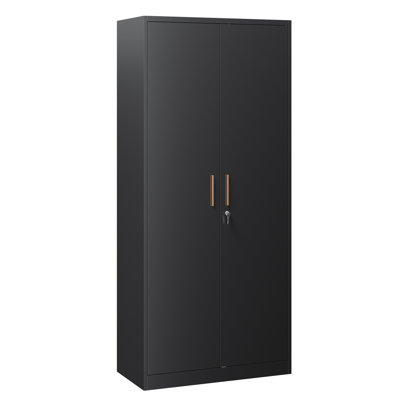 Armoire de rangement en métal pour garage avec armoires en acier de 71 po de hauteur avec 2 portes et 4 tablettes réglables, verrouillables pour la maison, le bureau, le garage, le magasin, l'école