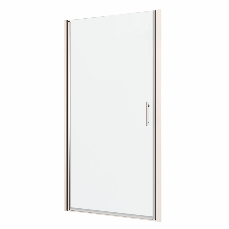 Universal Pivot Shower Door With Plating - 1/4" Tempered Glass, Wall Channel, #304 Stainless Steel Handle, , Easy Installation, Smooth System, Good Leak Feature, 28-29 3/8" Adjustable Cover Glass