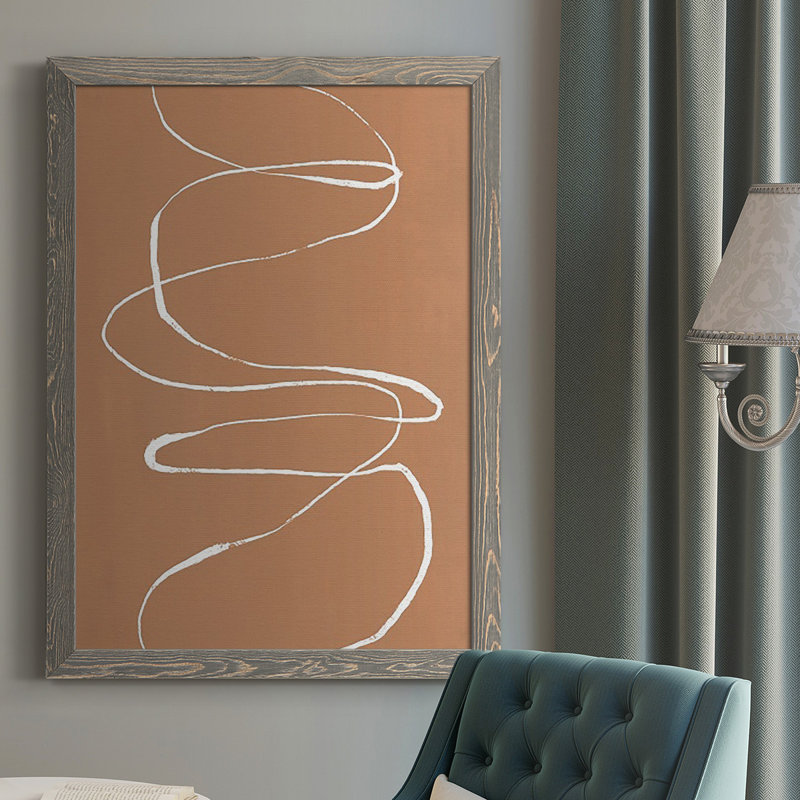«Terracotta Drift I», reproduction encadrée de qualité supérieure - prête à être accrochée, Pas de tapis