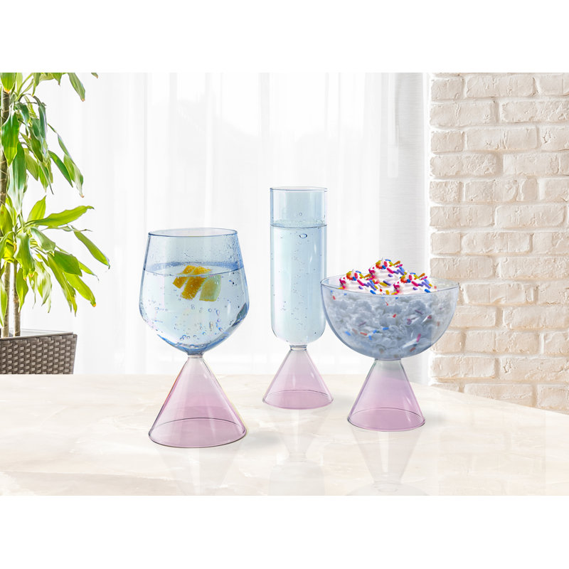 Ensemble de 2 flûtes à Venise en verre qualia - améthyste / bleu, Améthyste / bleu