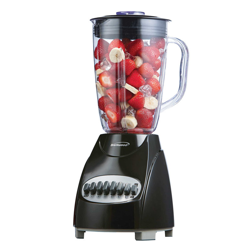 Brentwood 12-speed Blender With Glass Jar In Black – 550w Powerful Countertop Blender For Smoothies, Milkshakes, And Protein Drinks – Bpa-free 50oz Jar, Stainless Steel Blades, Pulse Function