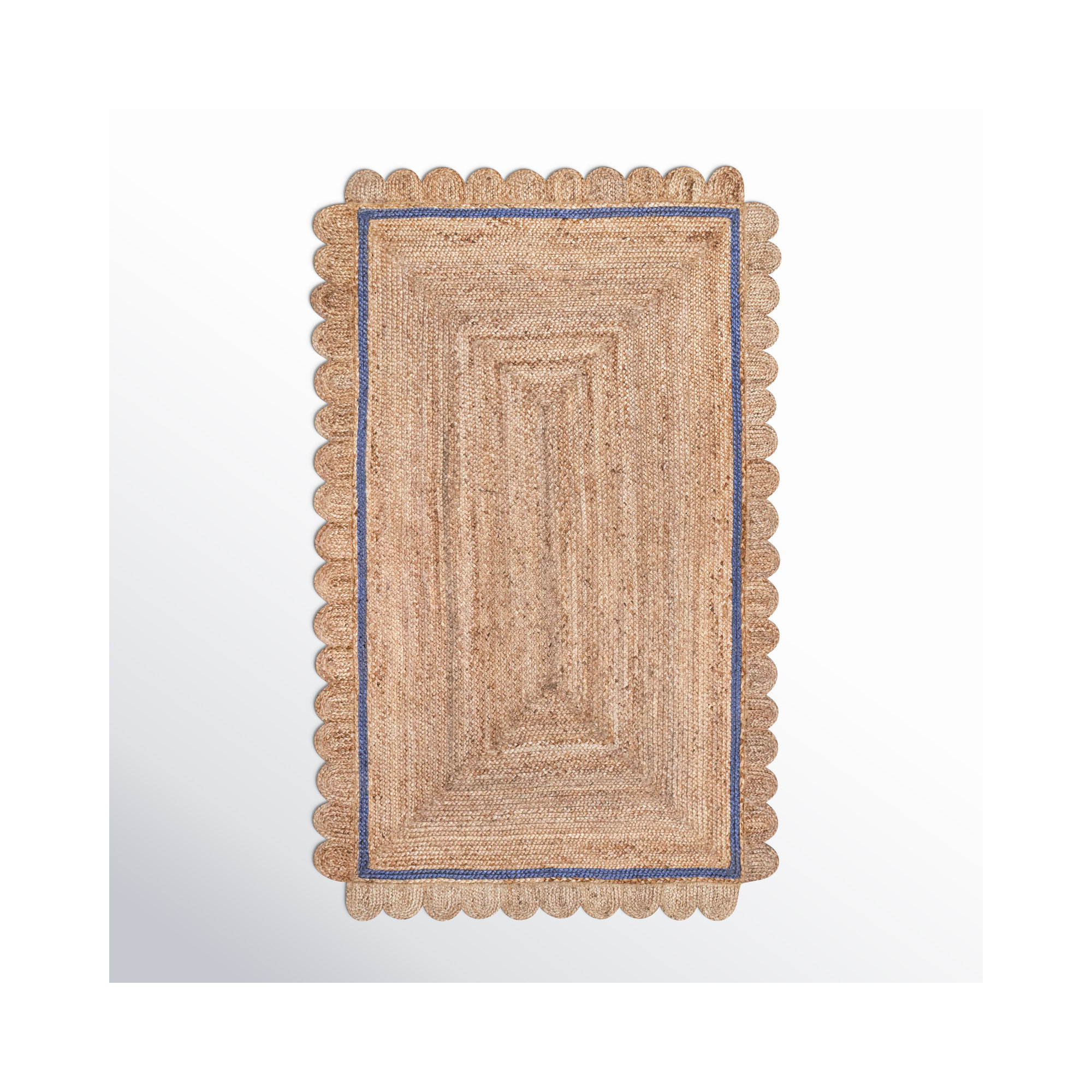 Damask Petals Braided Jute Area Rug, Rectangle 5' x 8'
