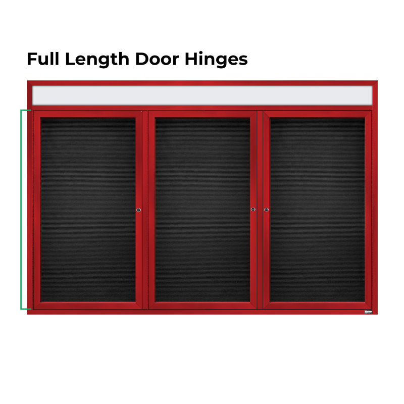 Carte à fixation murale délimitée directory cabinet, Rouge thermolaqué, Trois, 48 po x 72 po