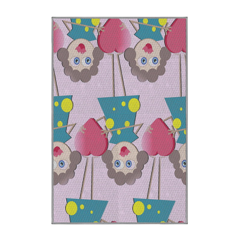 Tapis mauve/rouge/vert à motifs, Rectangle 3 pi x 5 pi