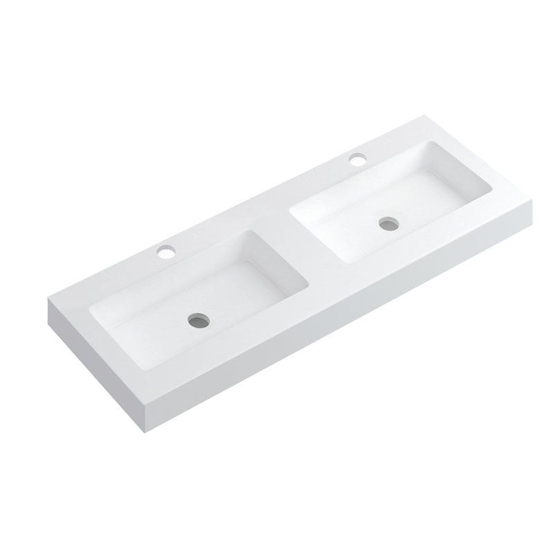 Dessus de meuble-lavabo double 48 po avec lavabo mat intégré DAX Bayside