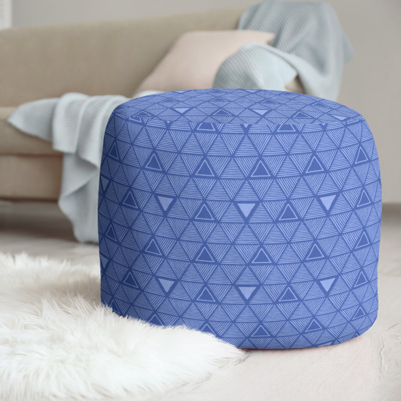 Upholstered Pouf, Medium Blue