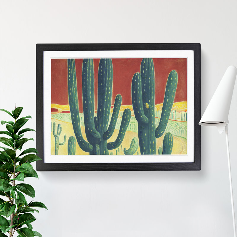 Evolving Cactus - Framed Print, Black, 46cm H x 64cm W x 2cm D