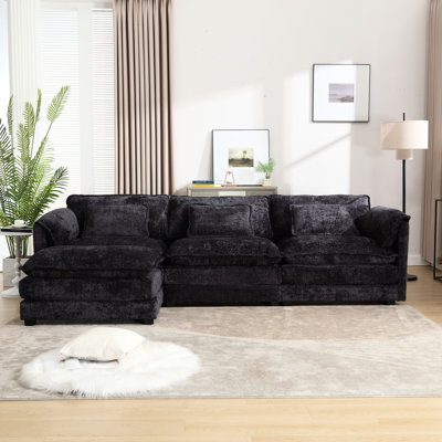 Canapé modulaire en L en chenille moderne avec pieds amovibles et amovibles pour un confort intérieur élégant et spacieux