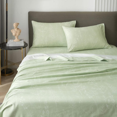 Floral Printed Ultra Soft Microfiber Sheet Set Up to 16 Inch