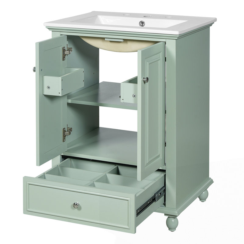 Meuble-lavabo 24 po avec lavabo en céramique, Vert