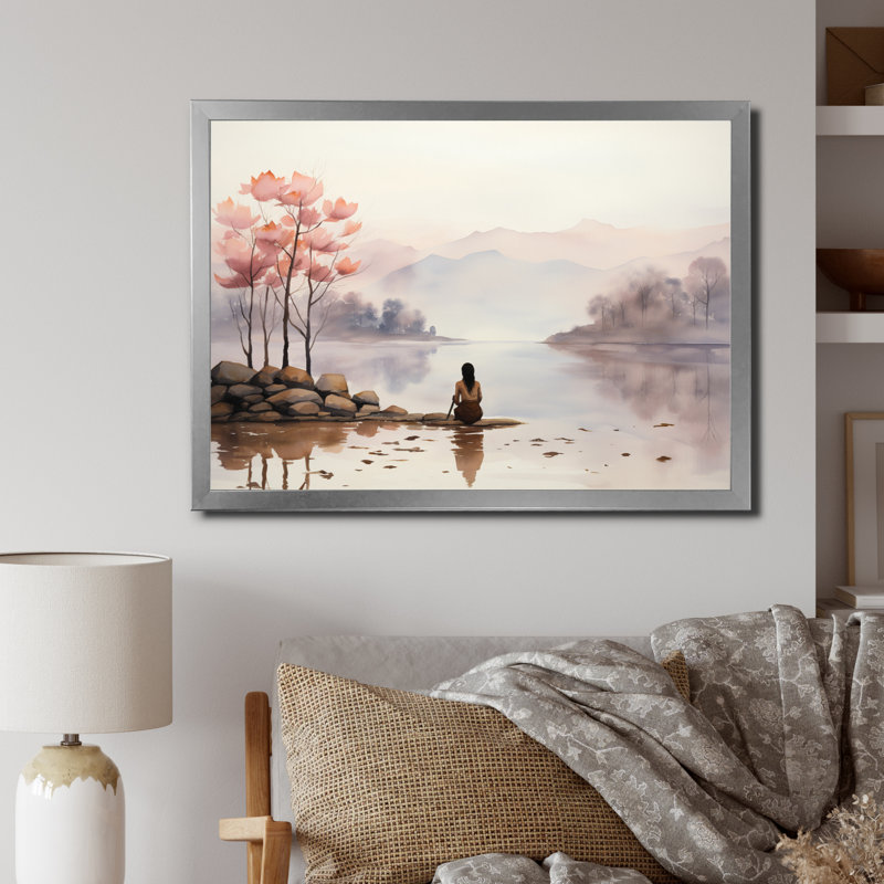Tranquil Nature III sur toile, Cadre simple argenté, H 34 po x l 44 po x P 1,5 po