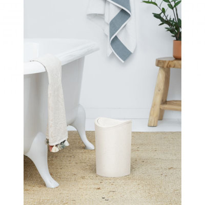Superio Small Swing Top Bathroom Trash Can, 6 L, Grey